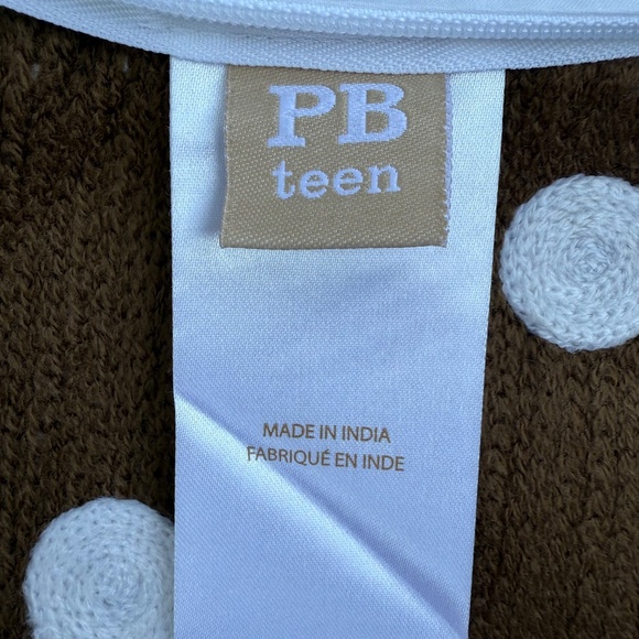 PB Teen Brown Polka‎ Dot Crewel Pillow Covers 16 x 16 - Picture 3 of 6